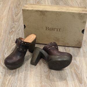 🤎👠NIB Born Women's Liana Dark Brown leather Heeled Mules size 7🤎👠  WOW!!😍!